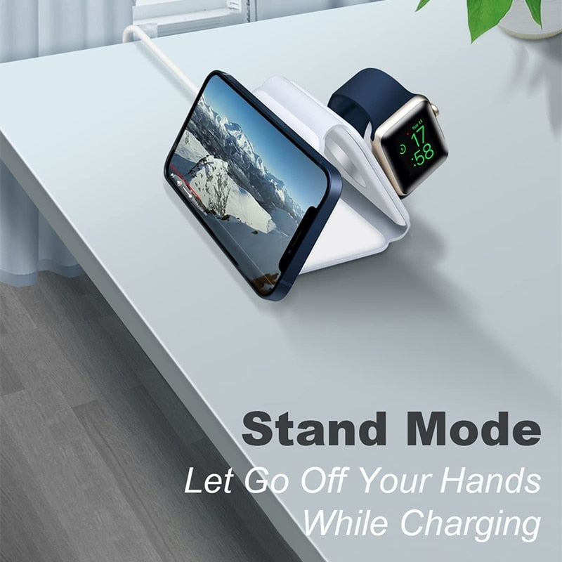 Magnetic 3 in 1 Fast Wireless Charger 15W Foldable Charging Station for iPhone 14 13 12 Pro Max Mini iWatch 8 7 SE AirPods Pro 2