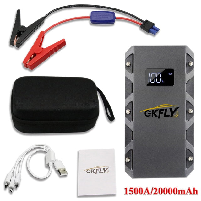 GKFLY High Power 24000mAh Car Jump Starter 12V 2000A Portable Starting Device Power Bank Car Charger For Car Battery Booster LED